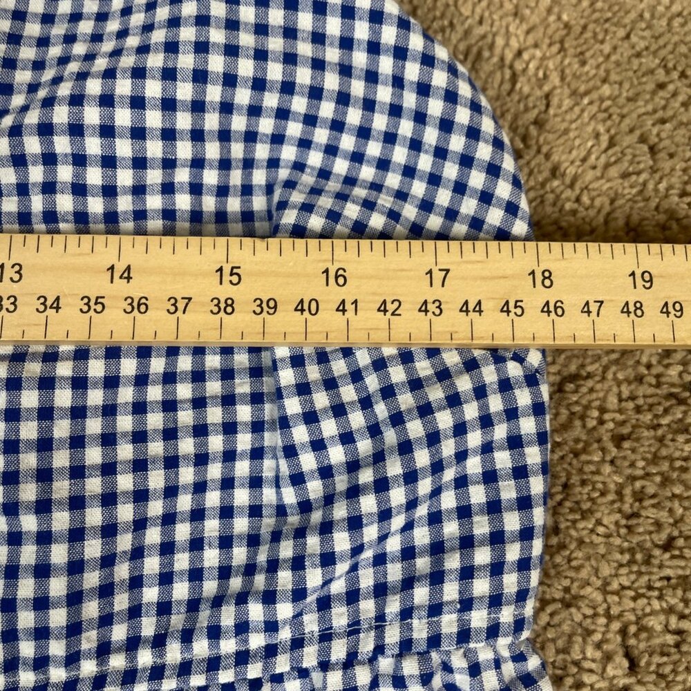 Old Navy Dress Womens L Blue Gingham Plaid Tiered Seersucker Maxi Cottagecore - Picture 4 of 10